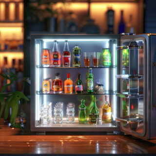 Lodówka barowa podblatowa z drzwiami przeszklonymi