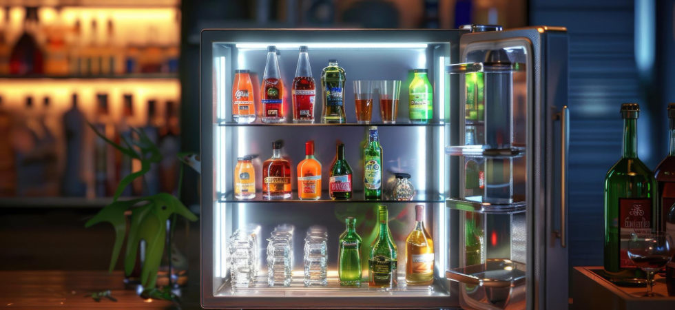Lodówka barowa podblatowa z drzwiami przeszklonymi
